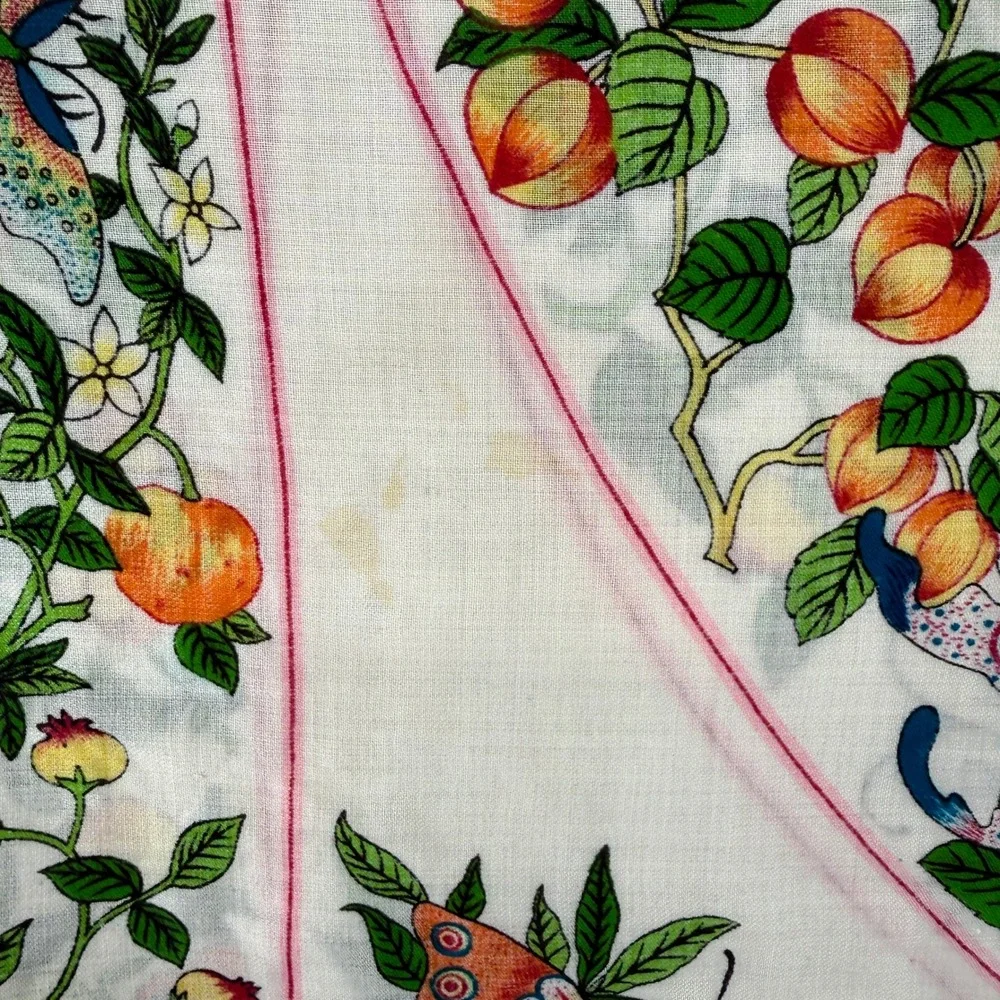 Vintage Metropolitan Museum of Art Scarf Botanical White Pink 51